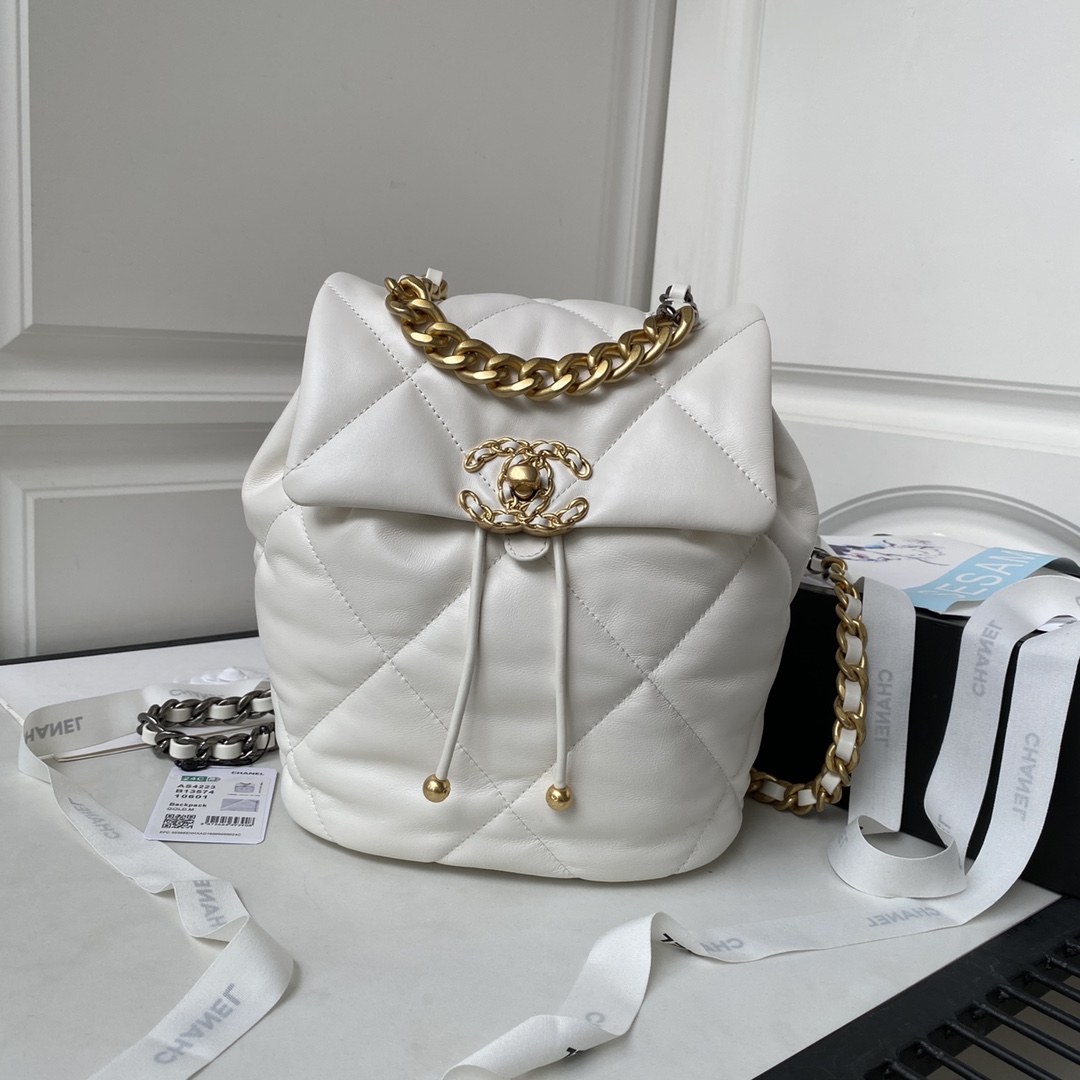 Lambskin 19 Backpack AS4223 White/Gold